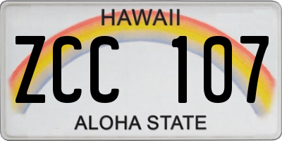 HI license plate ZCC107