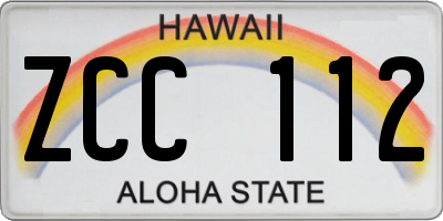 HI license plate ZCC112