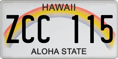 HI license plate ZCC115