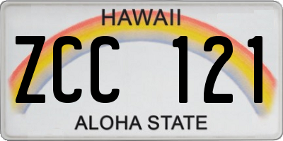HI license plate ZCC121