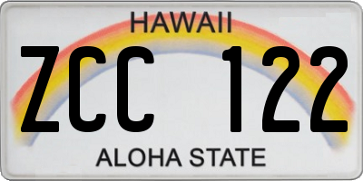 HI license plate ZCC122