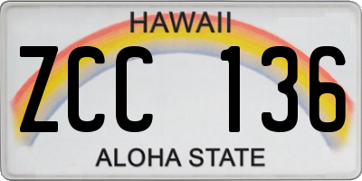 HI license plate ZCC136