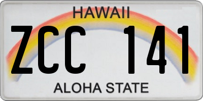 HI license plate ZCC141