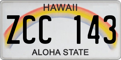 HI license plate ZCC143