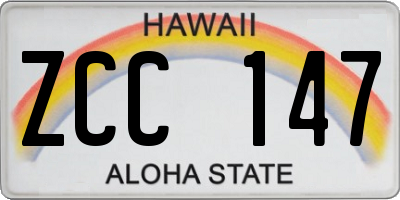 HI license plate ZCC147