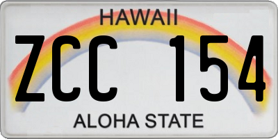 HI license plate ZCC154