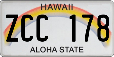 HI license plate ZCC178