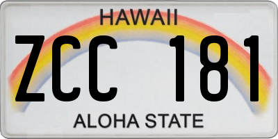 HI license plate ZCC181