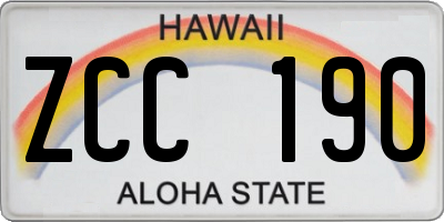 HI license plate ZCC190