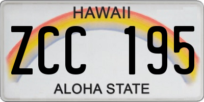 HI license plate ZCC195