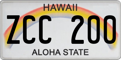 HI license plate ZCC200
