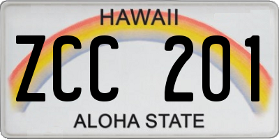 HI license plate ZCC201