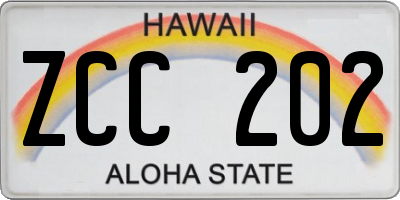 HI license plate ZCC202