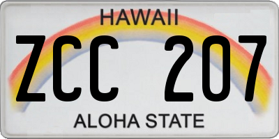 HI license plate ZCC207