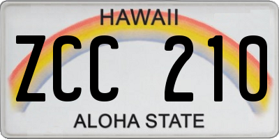 HI license plate ZCC210