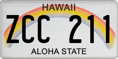 HI license plate ZCC211