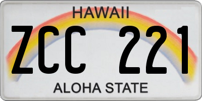 HI license plate ZCC221