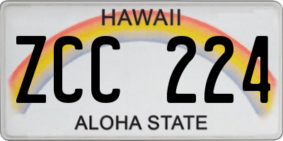 HI license plate ZCC224