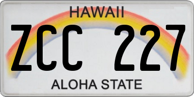 HI license plate ZCC227