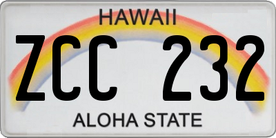 HI license plate ZCC232