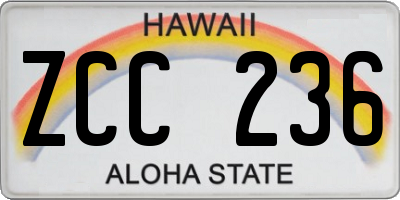 HI license plate ZCC236