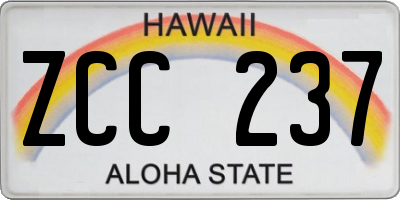 HI license plate ZCC237