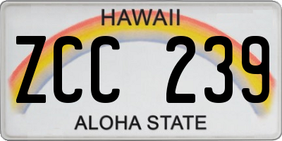 HI license plate ZCC239