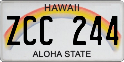 HI license plate ZCC244