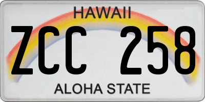 HI license plate ZCC258