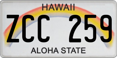 HI license plate ZCC259