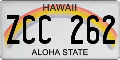 HI license plate ZCC262