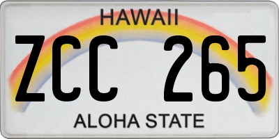 HI license plate ZCC265