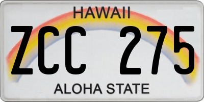 HI license plate ZCC275
