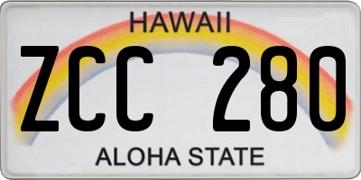 HI license plate ZCC280