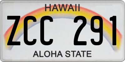 HI license plate ZCC291