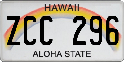 HI license plate ZCC296