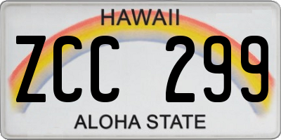 HI license plate ZCC299