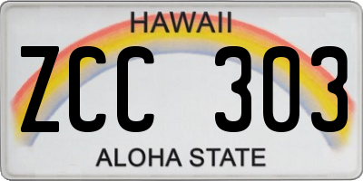 HI license plate ZCC303