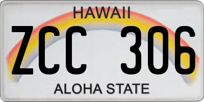 HI license plate ZCC306