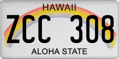 HI license plate ZCC308