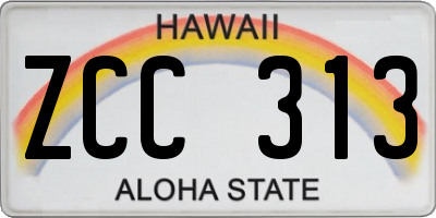 HI license plate ZCC313