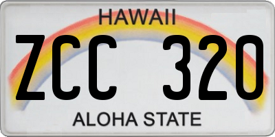 HI license plate ZCC320