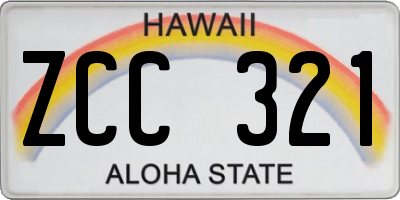 HI license plate ZCC321