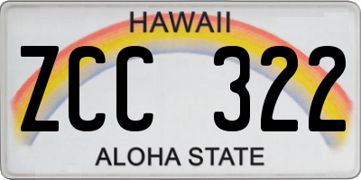 HI license plate ZCC322