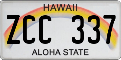 HI license plate ZCC337