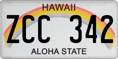 HI license plate ZCC342