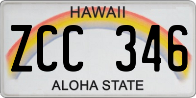 HI license plate ZCC346