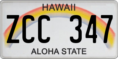 HI license plate ZCC347