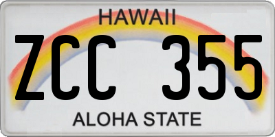HI license plate ZCC355