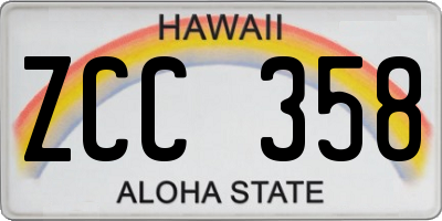 HI license plate ZCC358